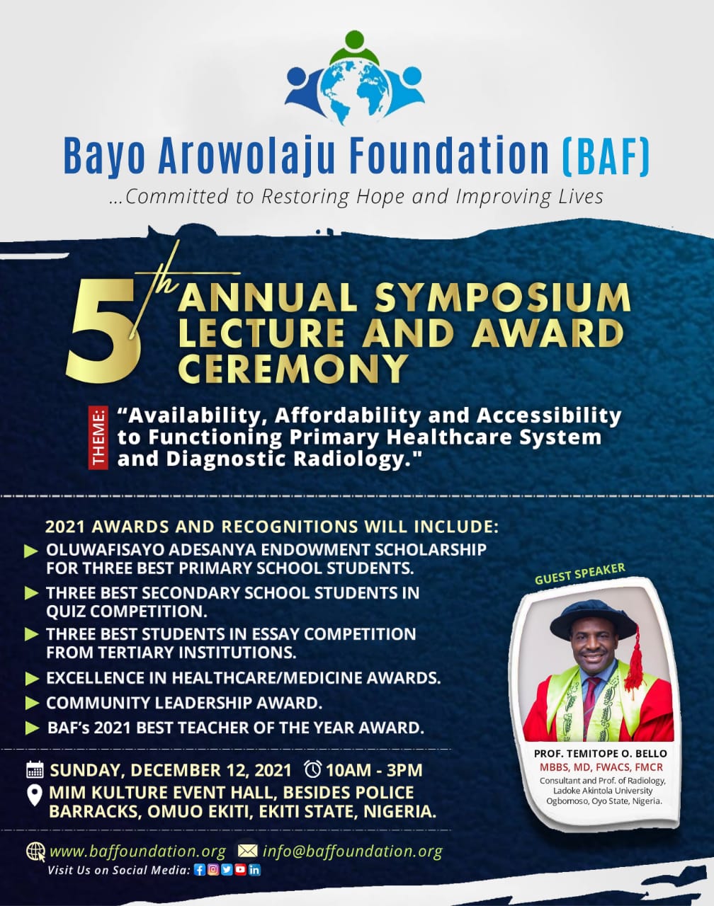 BAF 2021 5th annual symposium lecture and award flyer